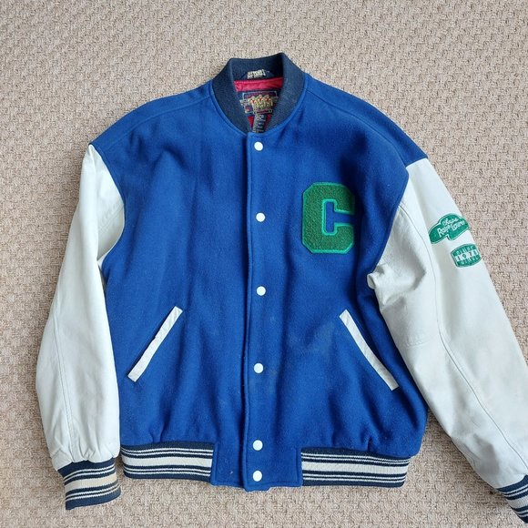 Vintage Ralph Lauren Chaps varsity jacket size Med. Wool with leather sleeves. - Picture 1 of 3